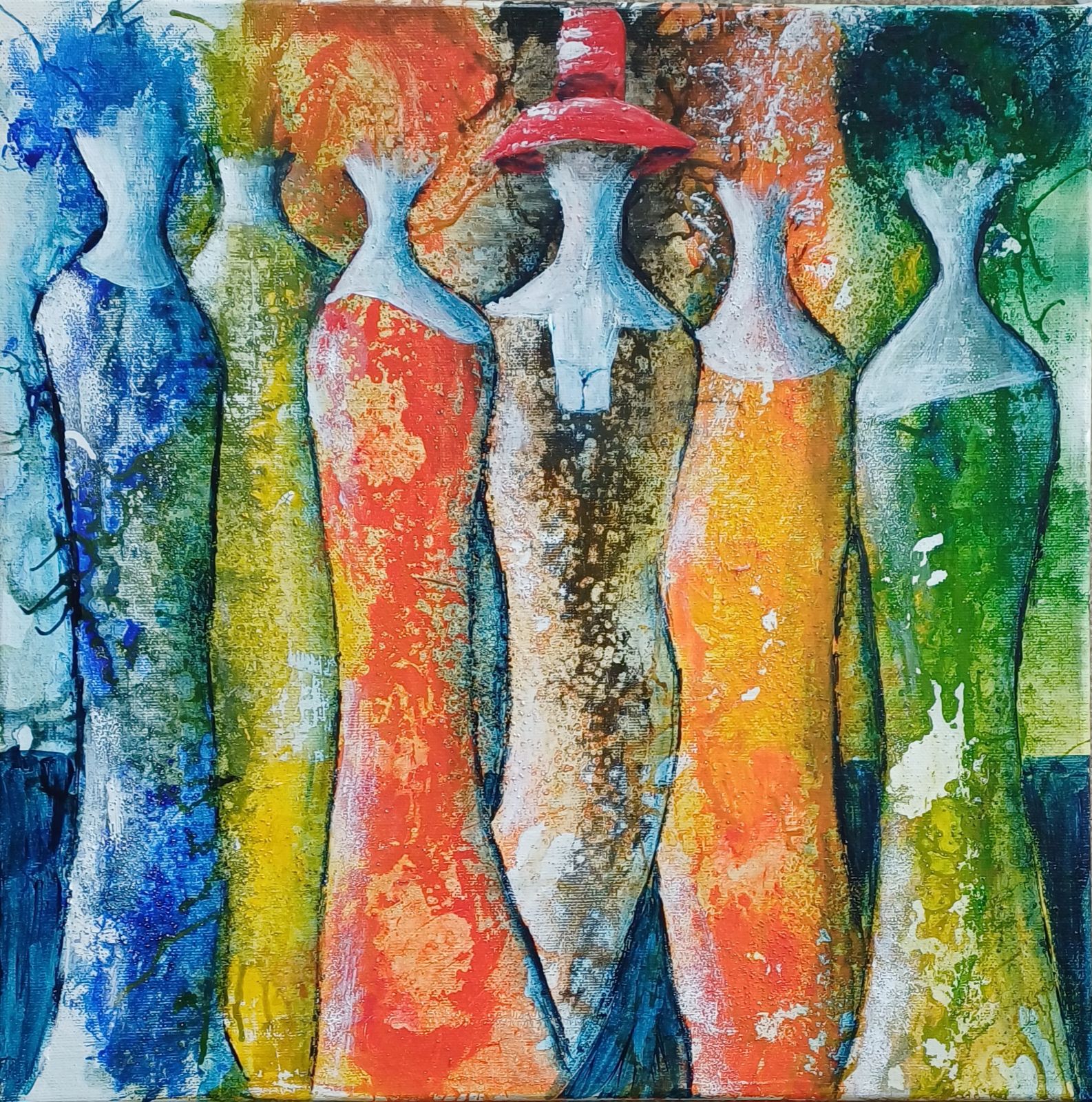 Acrylbild 40 x 40 cm “Gruppenbild”