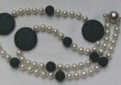 Perlen-Lavakete, Longkette, sportlich, chic und elegant